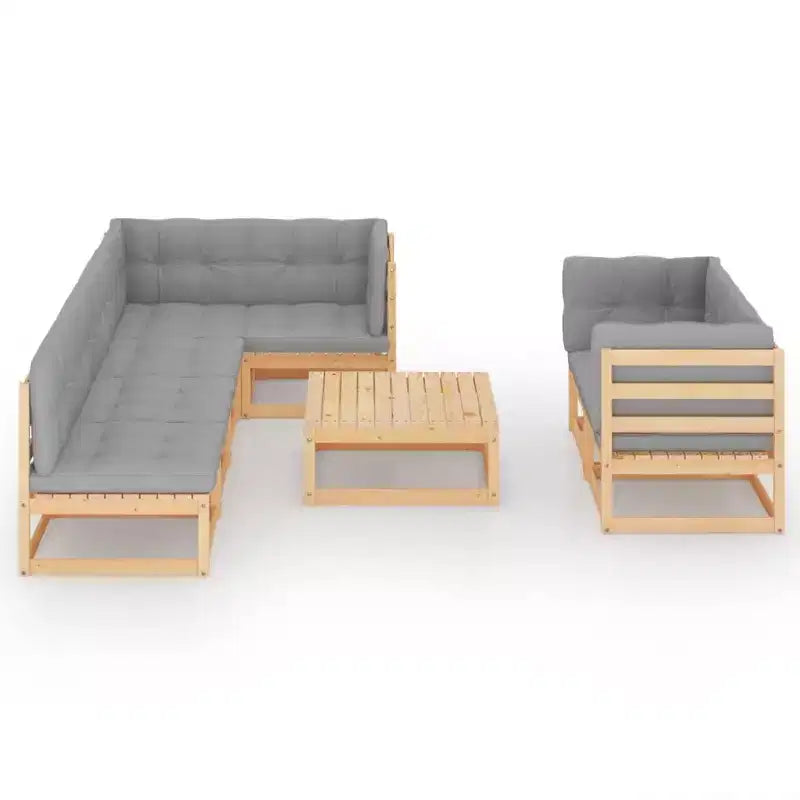 vidaXL Set Divani da Giardino Divano Sezionale Esterno con Cuscini Legno Massello di Acacia - Naturale