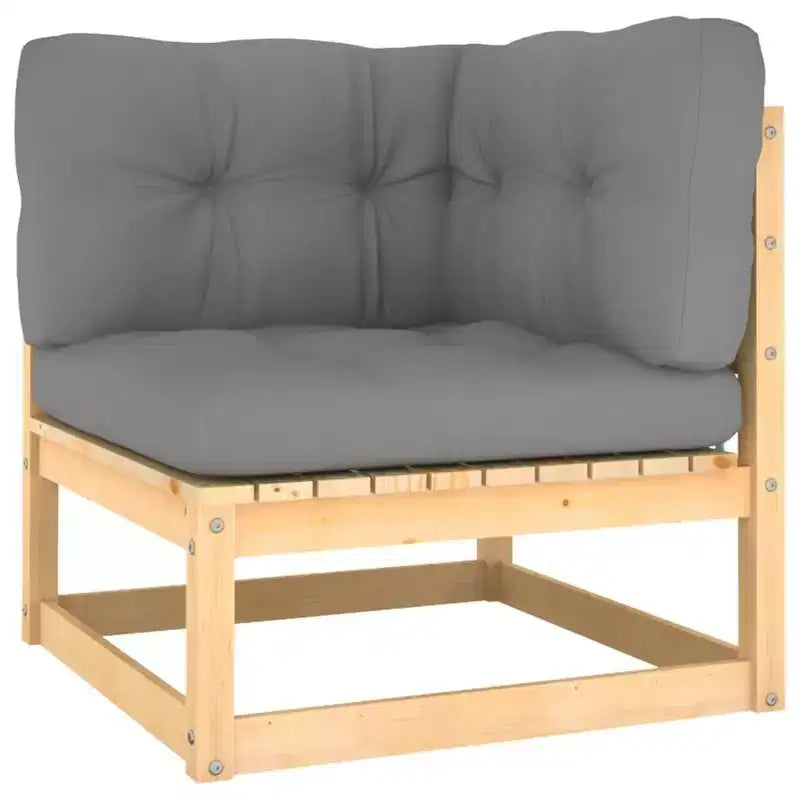 vidaXL Set Mobili da Giardino 9 pz Divano Sezionale da Esterno in Legno Massello di Pino - Naturale con Cuscini