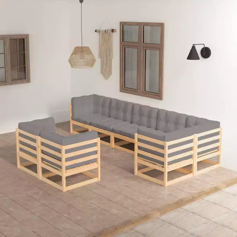 vidaXL Set divani da giardino legno naturale