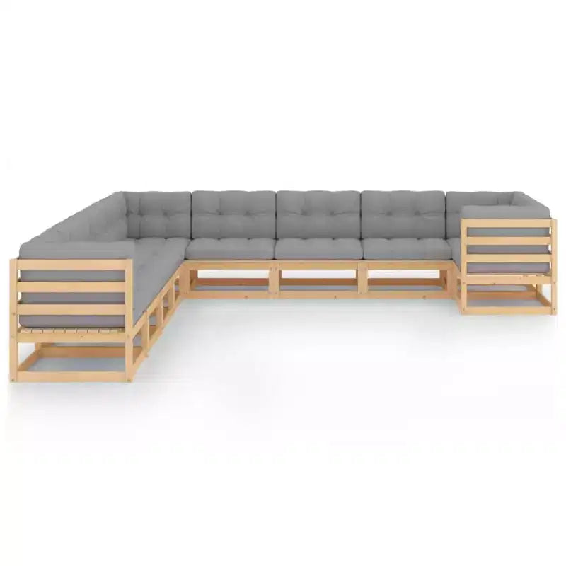 vidaXL Set divani da giardino legno naturale, cuscini grigi