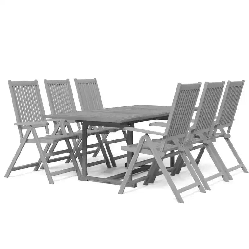 vidaXL Solid Wood Acacia Patio Dining Set 7 Piece Garden Seat, Rectangular, Outdoor