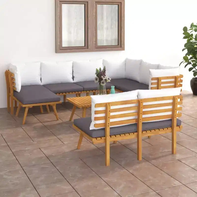vidaXL Set di Divani da Esterno Modulari con Cuscini, in Legno Massello di Acacia