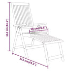 vidaXL Salon de jardin en bois d'eucalyptus massif avec chaises inclinables et trou pour parasol - Ensemble de salle à manger d'extérieur, style rustique marron
