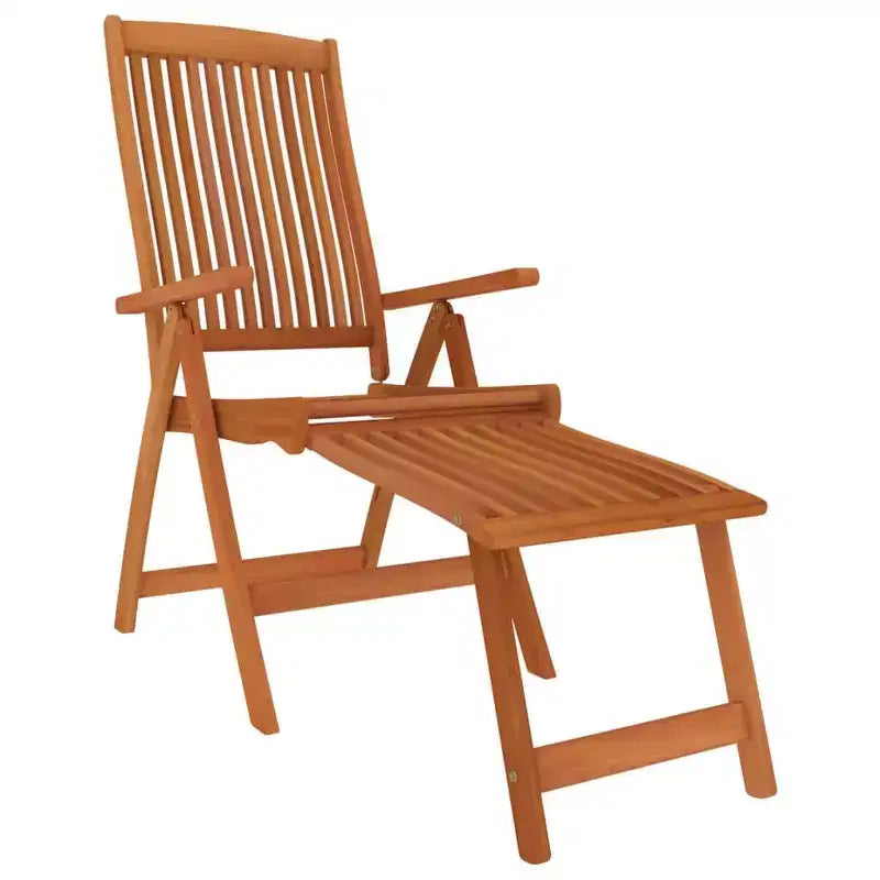 vidaXL Salon de jardin en bois d'eucalyptus massif avec chaises inclinables et trou pour parasol - Ensemble de salle à manger d'extérieur, style rustique marron