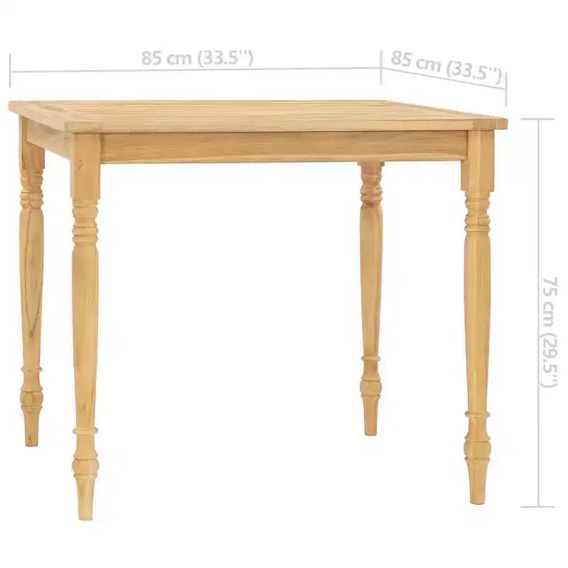 vidaXL Salon de jardin – Ensemble de patio 3 pièces, bois de teck massif, table carrée, style rétro, chaises rembourrées, coussins gris foncé