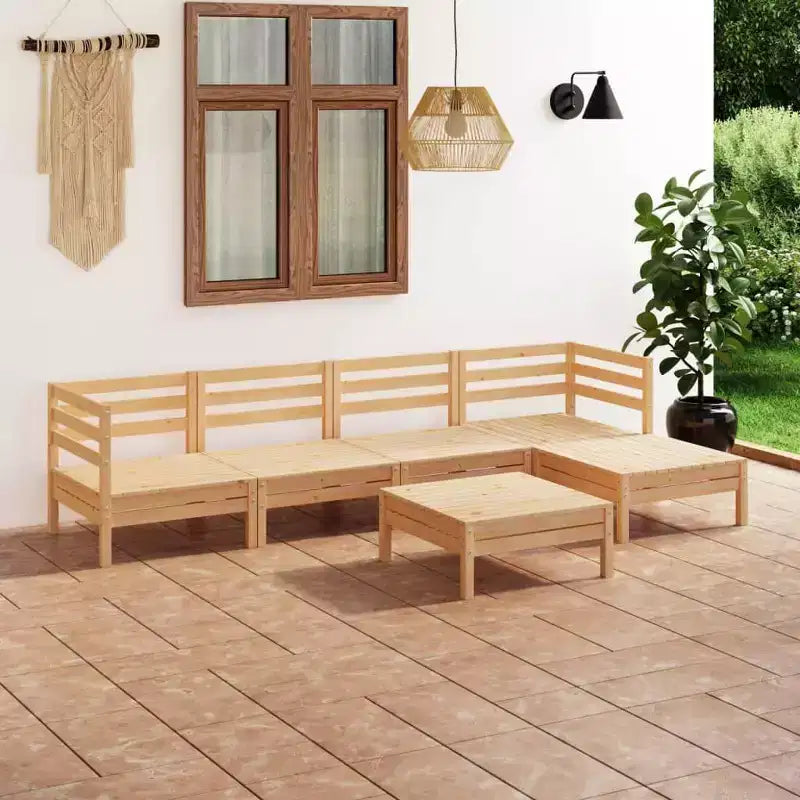 vidaXL Set divani da giardino Marrone chiaro Legno massello di pino Modulare di medie dimensioni