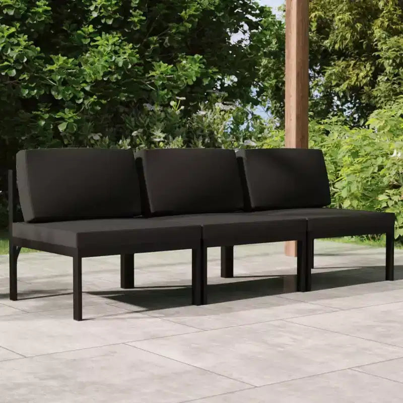 vidaXL Divano da giardino a 3 posti antracite alluminio e poliestere Medium