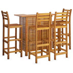 vidaXL Ensemble de bar de jardin Marron Bois d'acacia massif Repose-pieds moyen