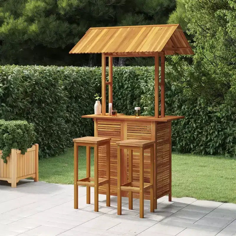 vidaXL Set di Mobili Bar da Esterno Tavolo e Sedie in Legno Massello di Acacia per Giardino Balcone