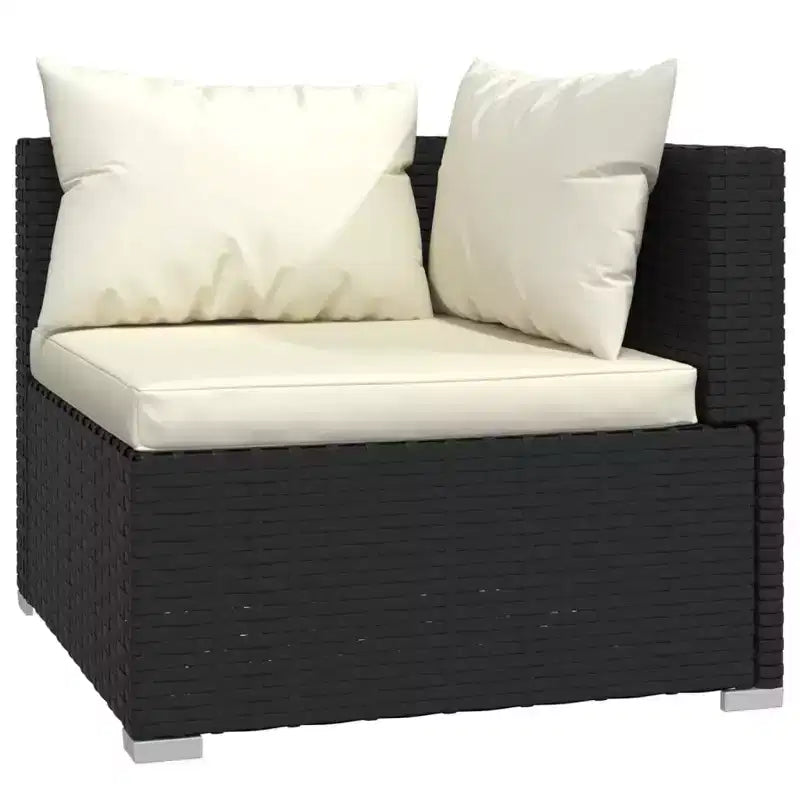 vidaXL Salotto da Giardino Nero con Cuscini Crema