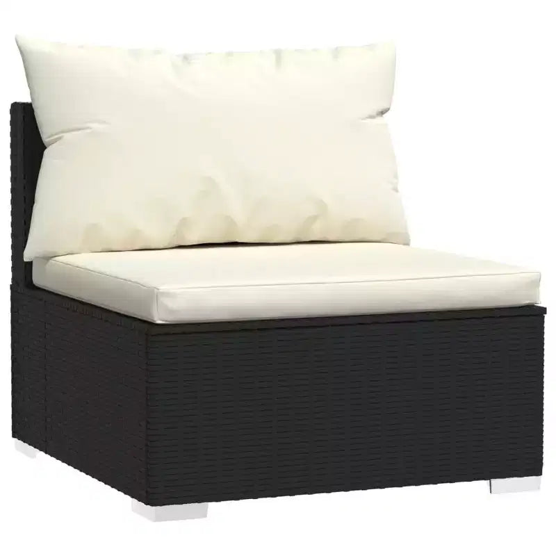 vidaXL Salotto da Giardino Nero con Cuscini Crema