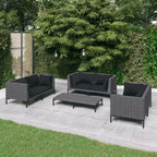 vidaXL Set da Salotto da Esterno Divano Sezionale da Giardino Tavolo in Polyrattan Grigio Scuro