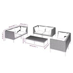 vidaXL Set da Salotto da Esterno Divano Sezionale da Giardino Tavolo in Polyrattan Grigio Scuro