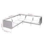 vidaXL Salon de jardin modulaire canapé et table résine tressée gris foncé