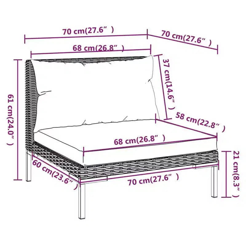 vidaXL Salotto da Giardino Set Divano Sezionale da Esterno con Tavolo, Polirattan, Grigio Scuro