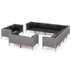 vidaXL Patio Lounge Set Outdoor Sectional Corner Sofa Poly Rattan Dark Grey