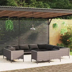 vidaXL Set salotto da giardino, Divano angolare componibile in polyrattan, Grigio scuro