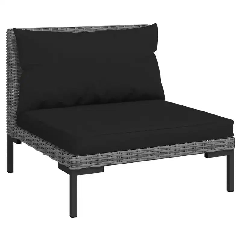 vidaXL Set salotto da giardino, Divano angolare componibile in polyrattan, Grigio scuro
