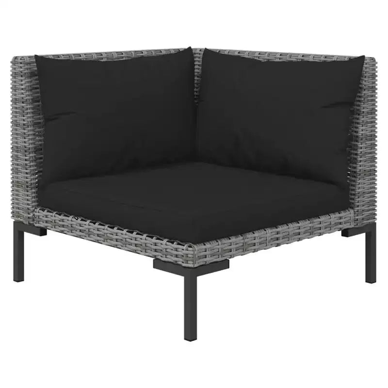 vidaXL Set salotto da giardino, Divano angolare componibile in polyrattan, Grigio scuro