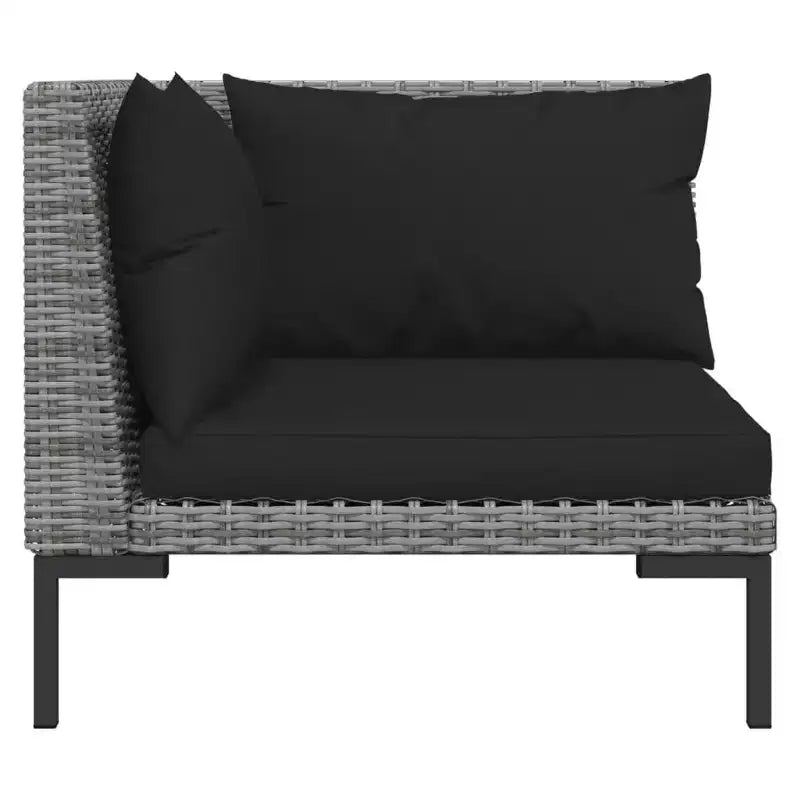vidaXL Set salotto da giardino, Divano angolare componibile in polyrattan, Grigio scuro