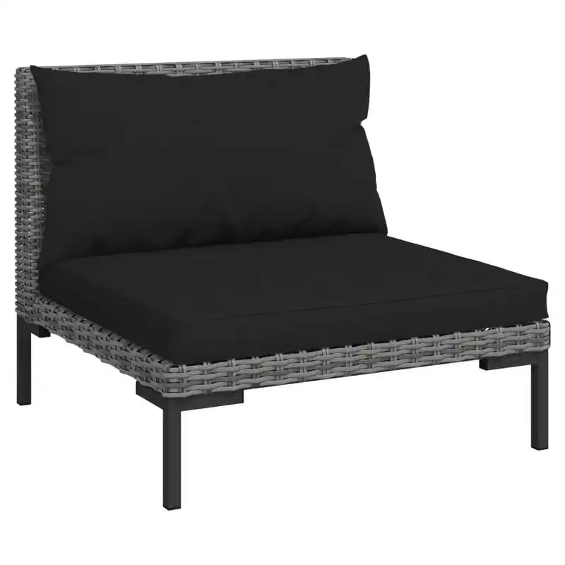 vidaXL Set Salotto da Giardino 14 pz Divano Sezionale da Esterno Grigio Scuro in Polyrattan con Cuscini per Giardino/Patio/Terrazza