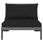 vidaXL Set Salotto da Giardino 14 pz Divano Sezionale da Esterno Grigio Scuro in Polyrattan con Cuscini per Giardino/Patio/Terrazza