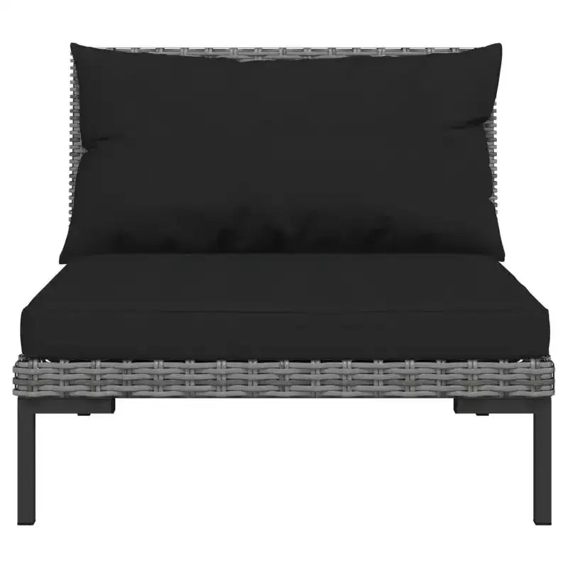 vidaXL Set Salotto da Giardino 14 pz Divano Sezionale da Esterno Grigio Scuro in Polyrattan con Cuscini per Giardino/Patio/Terrazza