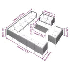 vidaXL Set Salotto da Giardino 14 pz Divano Sezionale da Esterno Grigio Scuro in Polyrattan con Cuscini per Giardino/Patio/Terrazza
