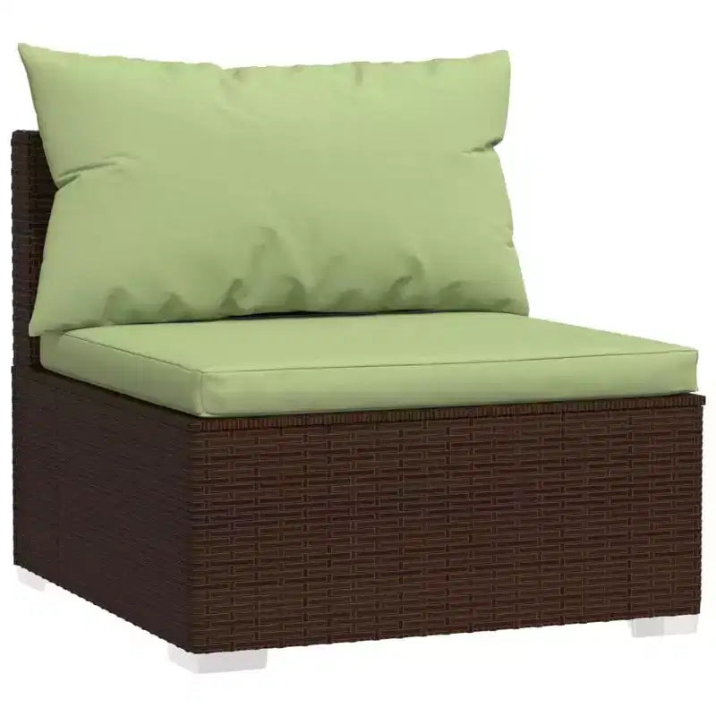vidaXL Mobili da giardino marroni - Cuscino verde - 4 posti con tavolo