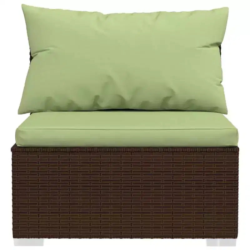 vidaXL Mobili da giardino marroni - Cuscino verde - 4 posti con tavolo