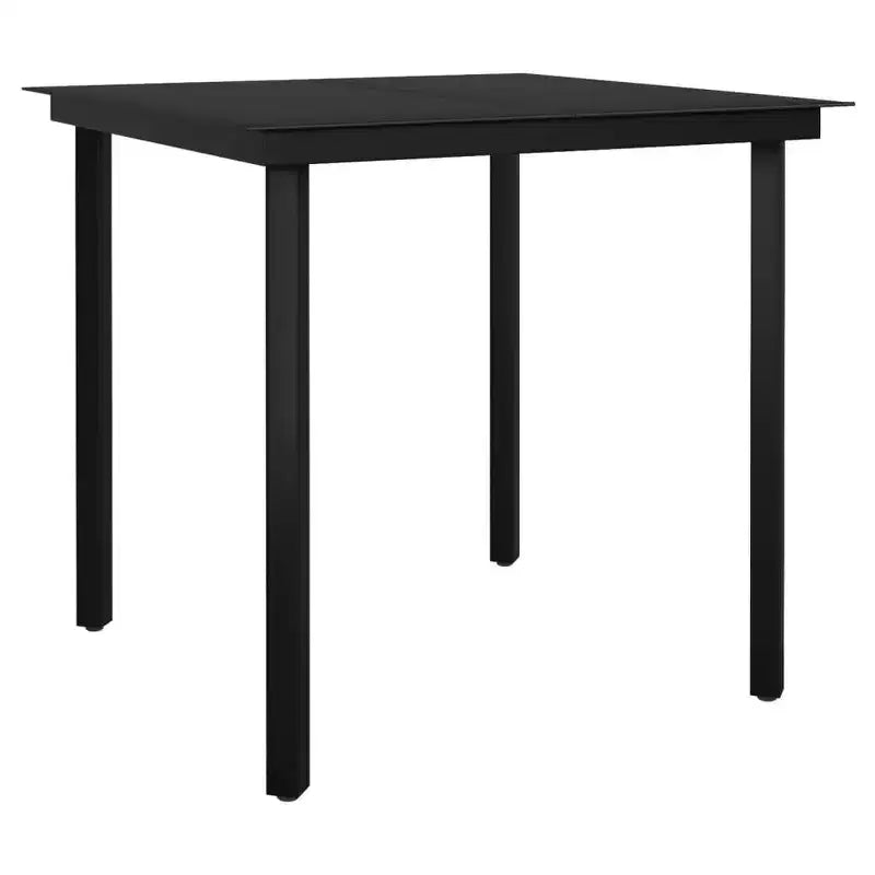 vidaXL Ensemble de salle à manger Noir Acier enduit de poudre, verre, rotin en PVC Moyen