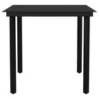 vidaXL Ensemble de salle à manger Noir Acier enduit de poudre, verre, rotin en PVC Moyen