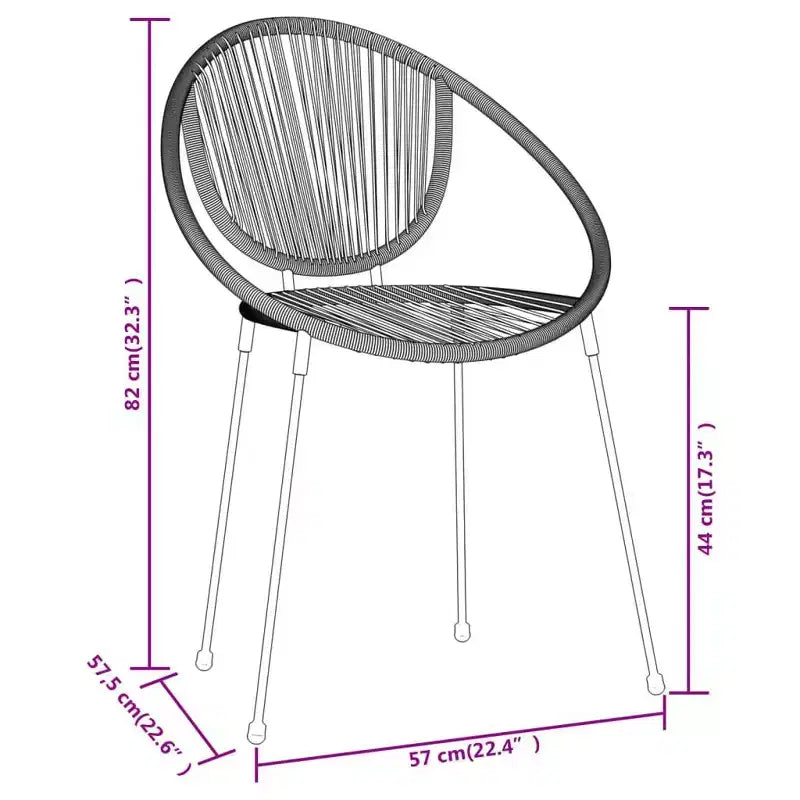 vidaXL Ensemble de salle à manger Noir Acier enduit de poudre, verre, rotin en PVC Moyen