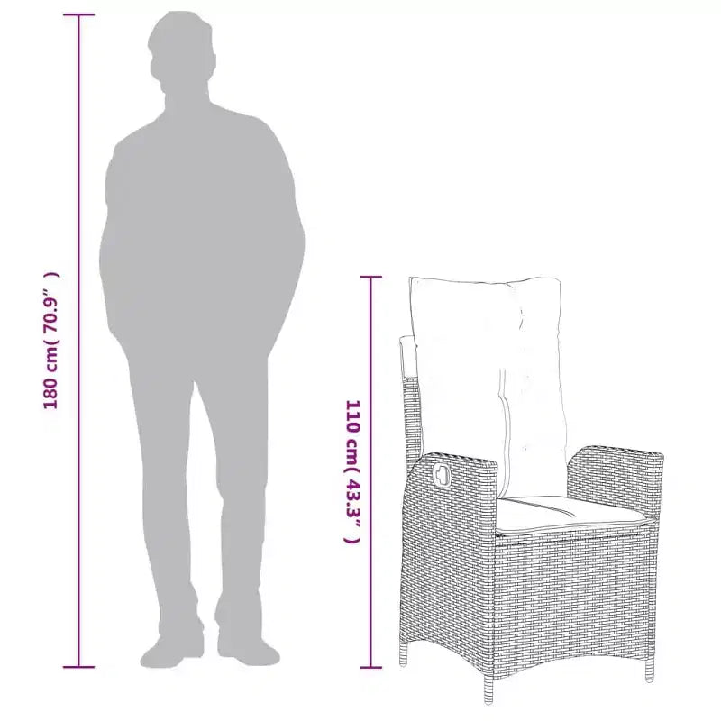vidaXL Set da pranzo da giardino con cuscini da esterno in polyrattan grigio