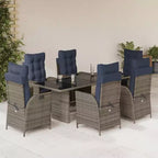 vidaXL Set da pranzo da giardino con cuscini da esterno in polyrattan grigio