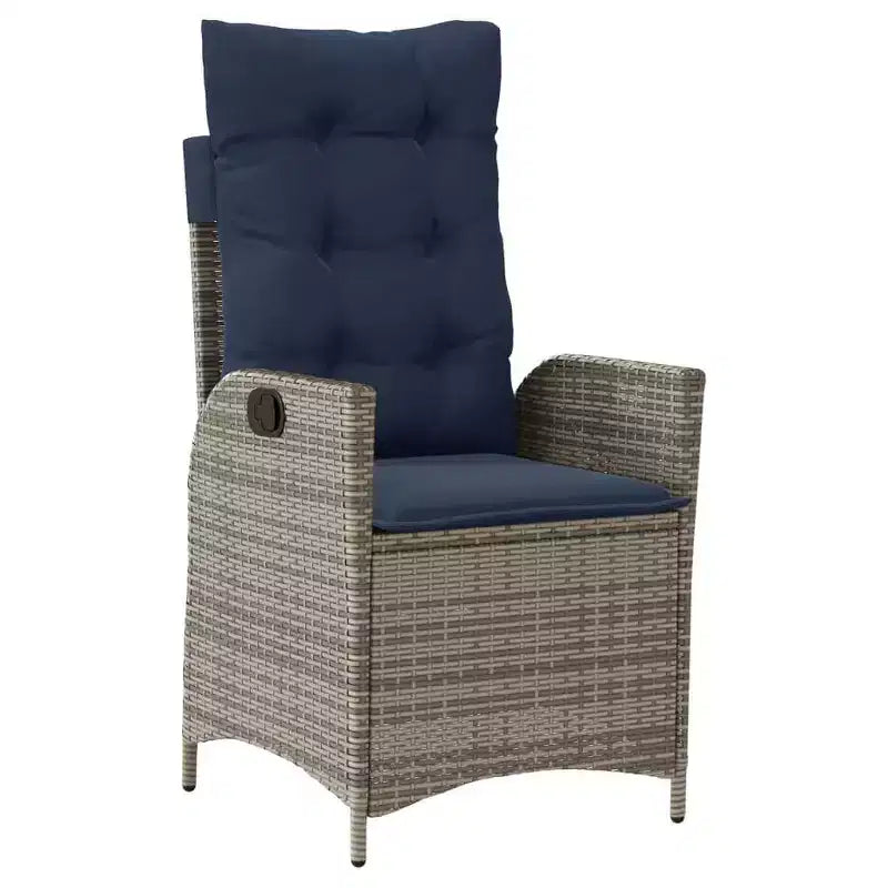vidaXL Set da pranzo da giardino con cuscini da esterno in polyrattan grigio