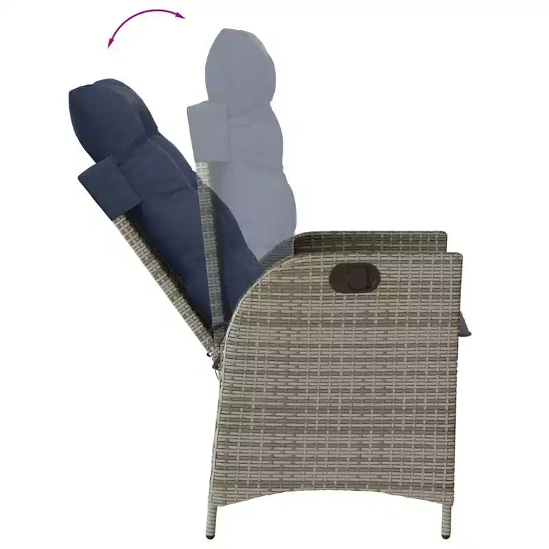 vidaXL Set da pranzo da giardino con cuscini da esterno in polyrattan grigio