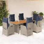 vidaXL Ensemble de salle à manger d'extérieur 7 pcs avec coussins résine tressée gris