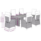 vidaXL Ensemble de salle à manger d'extérieur 7 pcs avec coussins résine tressée gris