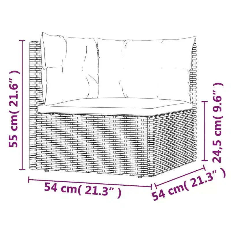 vidaXL - Set da Salotto da Giardino a 7 Pezzi - Divano Sezionale in Rattan Sintetico Grigio con Cuscini - Seduta Modulare da Esterno - Sedili Regolabili