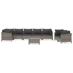 vidaXL Patio Furniture Set Armchair Sofa Set with Cushions Gray Poly Rattan