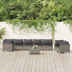 vidaXL Salon de jardin Fauteuil et canapé avec coussins Résine tressée gris