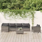 vidaXL Salotto da Esterno a 7 Pezzi con Cuscini in Poly Rattan Grigio