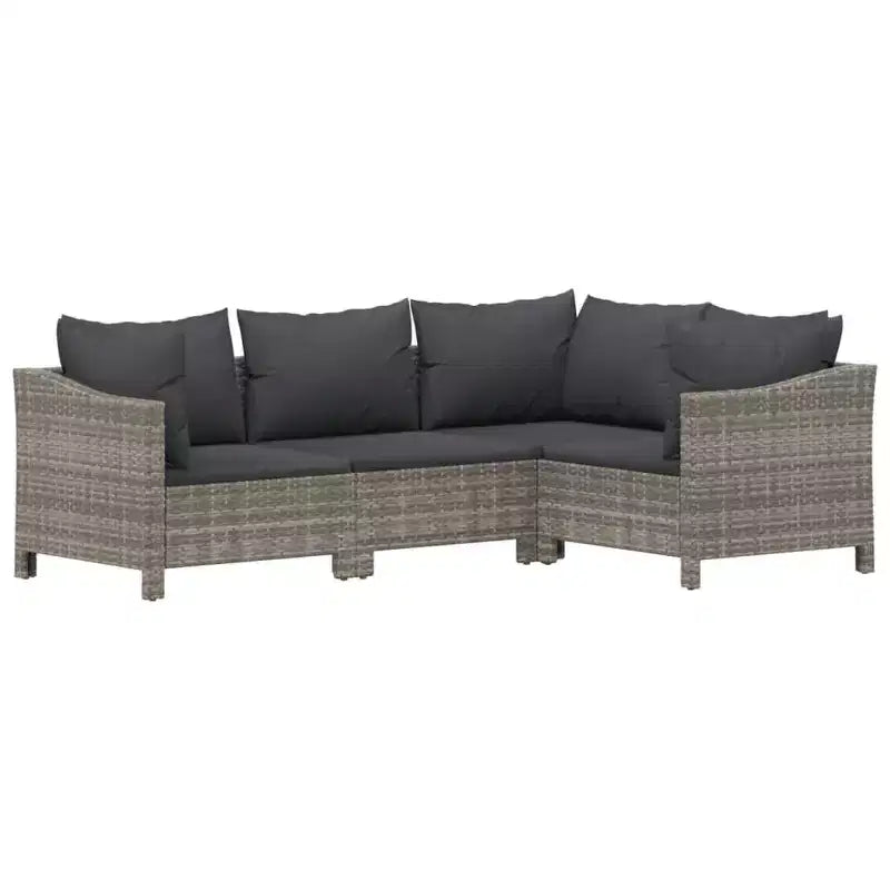 vidaXL Salotto da Esterno a 7 Pezzi con Cuscini in Poly Rattan Grigio