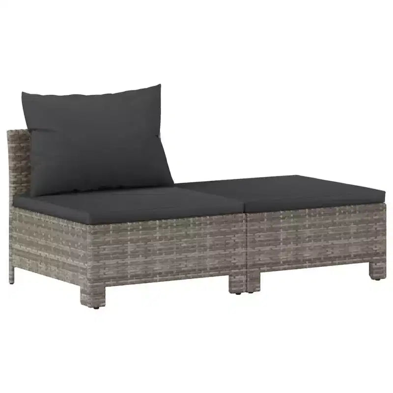 vidaXL Salotto da Esterno a 7 Pezzi con Cuscini in Poly Rattan Grigio