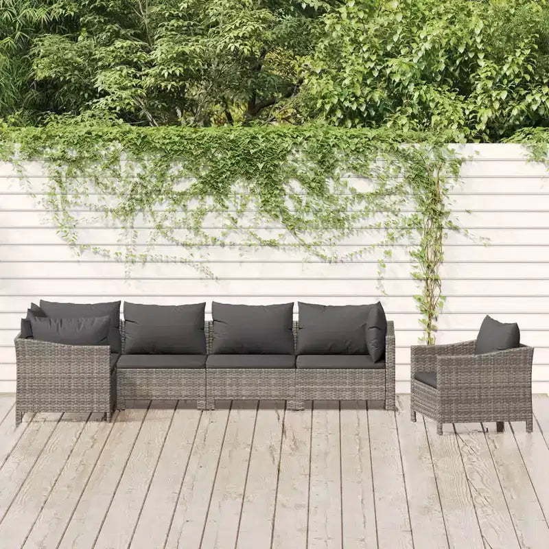 vidaXL Set Lounge da Giardino 6 pz con Cuscini Grigio in Polyrattan