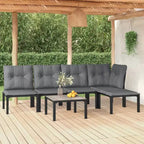 vidaXL Salon de jardin modulaire en résine tressée noir et gris