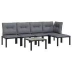 vidaXL Salon de jardin modulaire en résine tressée noir et gris