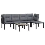 vidaXL Set Divani da Giardino 6 pz in Polyrattan Nero e Grigio