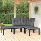 vidaXL Ensemble de salon de jardin Canapé pour pelouse de jardin en polyrotin noir et gris